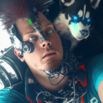 AI art representation of the Author and his Siberian Husky as cyborgs - embracing the transformative power of technology and human-animal connection in 'The Great Reset' series focused on AGI and Robotics in The Great Reset.